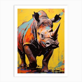 Rhino Pop Art Yellow Blue Pink 6 Art Print