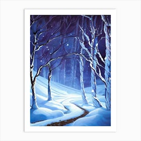 Landscape Outdoors Greeting Card Snow Forest Woods Nature Path Trail Santa S Village Village Art Print