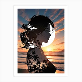 Sunset Portrait Of A Woman Art Print