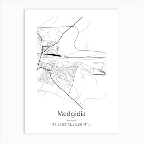 Medgidia,Romania Minimalist Map Poster