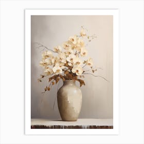 Orchid, Autumn Fall Flowers Sitting In A White Vase, Farmhouse Style 2 Art Print