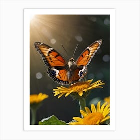 Butterfly On A Flower Art Print