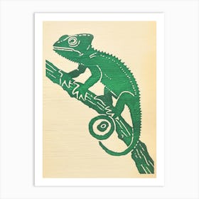 Green Jacksons Chameleon 4 Art Print