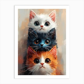 Cute Cats Stacked Together 4 Art Print