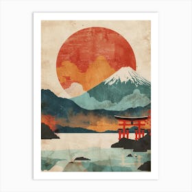 Mount Fuji & Strine Mid Century Modern Art Print