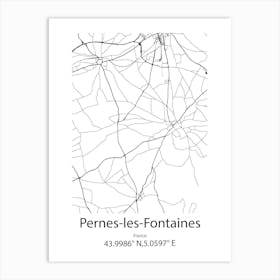 Pernes Les Fontaines,France Minimalist Map Art Print