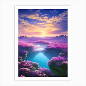 Purple Flowers In The Sky Art Print