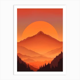 Misty Mountains Vertical Composition In Orange Tone 384 Art Print