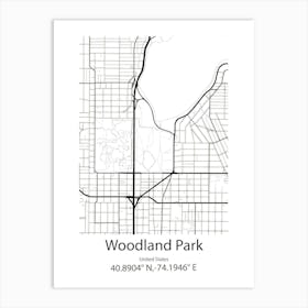 Woodland,United States Minimalist Map Art Print