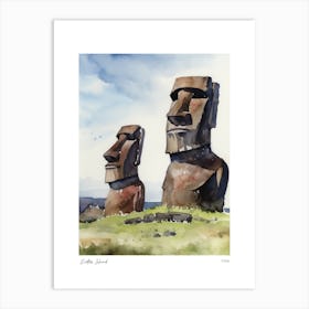 Easter Island Chile 2 Watercolour Travel Poster Art Print