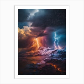 Raging Thunderstorm Over The Ocean Art Print