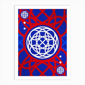 Geometric Glyph Abstract in White on Red and Blue Array n.0055 Art Print