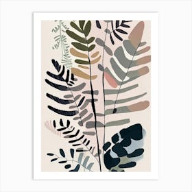 Painted Fern Wildflower Modern Muted Colours Art Print