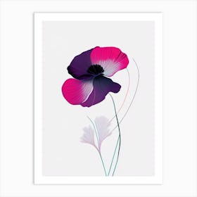 Anemone Floral Minimal Line Drawing 4 Flower Art Print