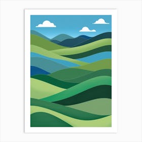 Landscape With Hills And Clouds Art Print