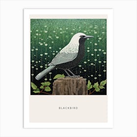 Ohara Koson Inspired Bird Painting Blackbird 4 Poster Art Print