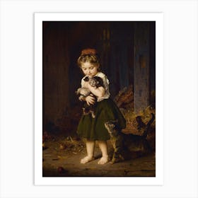 Little Girl With Cats Art Print