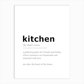 Kitchen Definition Poster - Dictionary Art Print