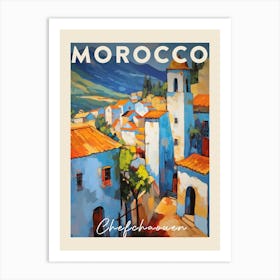 Chefchaouen Morocco 3 Fauvist Painting  Travel Poster Art Print