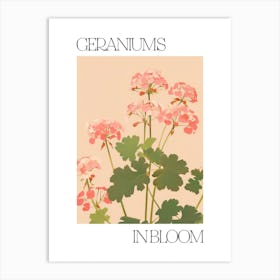 Geraniums In Bloom Flowers Bold Illustration 4 Art Print