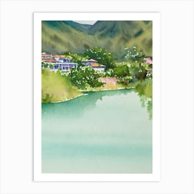 Lake Atitlán Guatemala Watercolour Tropical Destination Art Print