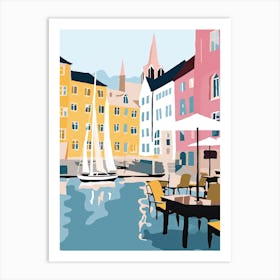 Trondheim, Norway, Flat Pastels Tones Illustration 3 Art Print