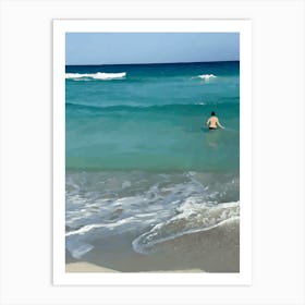 Beach into to the ocean Nature blue Art Print