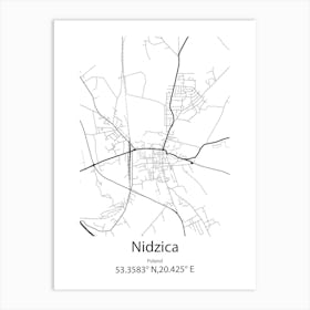 Nidzica,Poland Minimalist Map Art Print