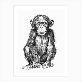 B&W Chimpanzee 2 Art Print