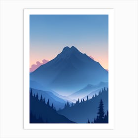 Misty Mountains Vertical Composition In Blue Tone 168 Art Print