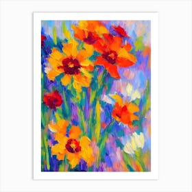 Kniphofia Floral Print Abstract Block Colour Flower Art Print