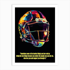 American Football Helmet Quots Art Print