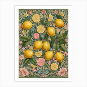 Lemons And Flowers Art Print