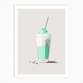 Mint Chocolate Chip Milkshake Dairy Food Minimal Line Drawing 1 Art Print