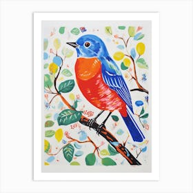 Colourful Bird Painting Eastern Bluebird 3 Art Print