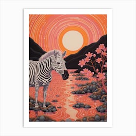 Zebra In The River 1 Art Print