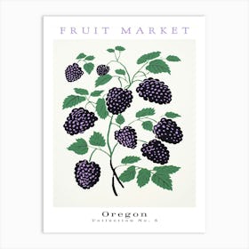 Blackberry Fruit Poster Gift Oregon Market Art Print