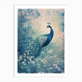 Vintage Photo Inspired Peacock In The Wild 1 Art Print