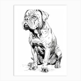 Dogue De Bordeaux Line Sketch 3 Art Print