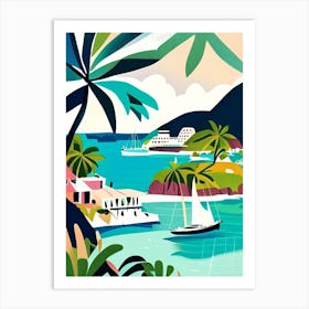 Bequia Island Saint Vincent And The Grenadines Muted Pastel Tropical Destination Art Print