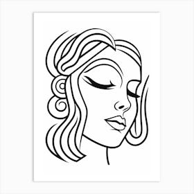 Simple Portrait Of Face Line Drawing 2 Art Print