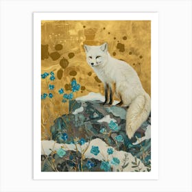 Arctic Fox Gold Effect Collage 2 Art Print