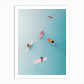 Pastel Blue Surfer Girls Art Print