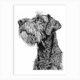 Hairy Dog Line Sketch 3 Art Print