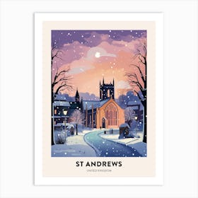 Winter Night  Travel Poster St Andrews United Kingdom 3 Art Print