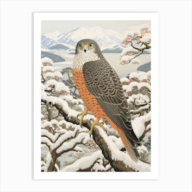 Winter Bird Painting Falcon 8 Art Print