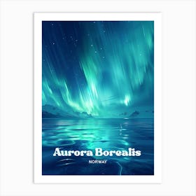 Aurora Borealis Norway Northern Lights Art Illustration Art Print