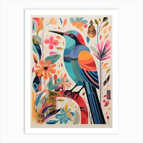 Colourful Scandi Bird Hummingbird 2 Art Print