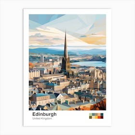 Edinburgh, United Kingdom, Geometric Illustration 1 Poster Art Print