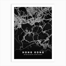 Hong Kong Black Map Art Print